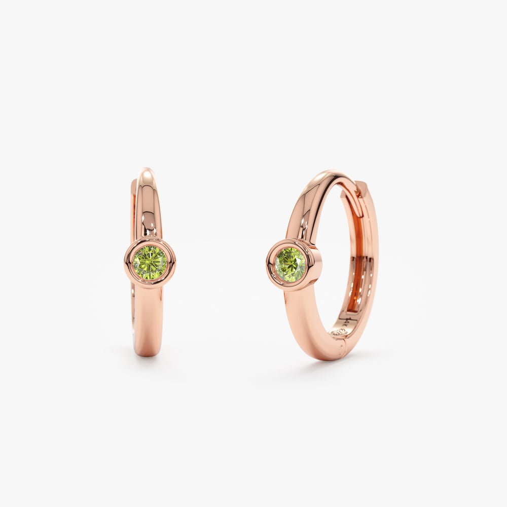 Solid Gold Peridot Huggies
