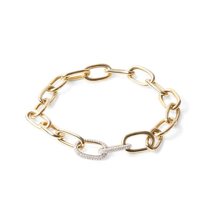 Solid Gold Diamond Love Link Bracelet