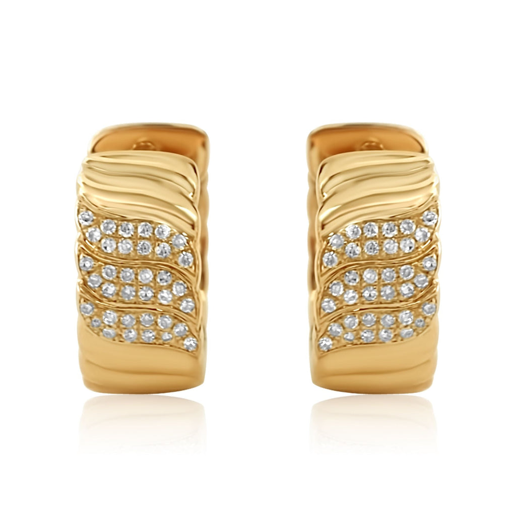 18K Solid Gold Diamond Croissant Hoop Earring - Style A