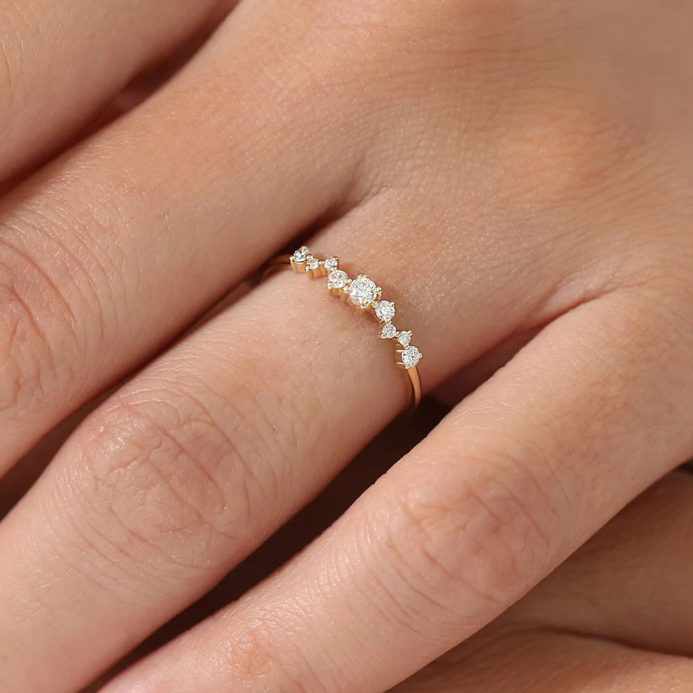 Solid Gold Multi-stone Diamond Cluster Ring