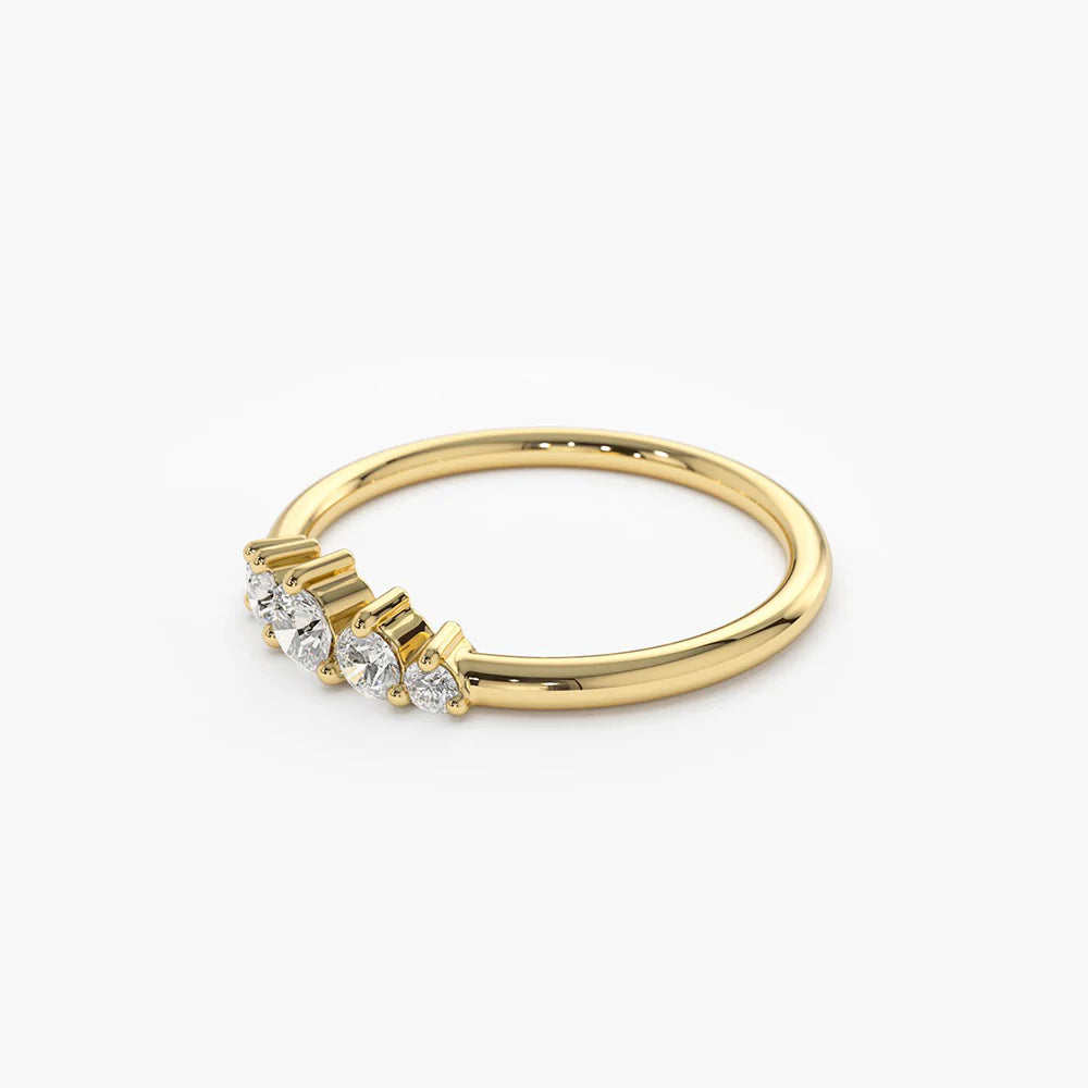 Solid Gold 5 Stone Graduating Diamond Wedding Ring