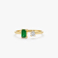 Solid Gold Emerald and Diamond Open Ring (B12F34)