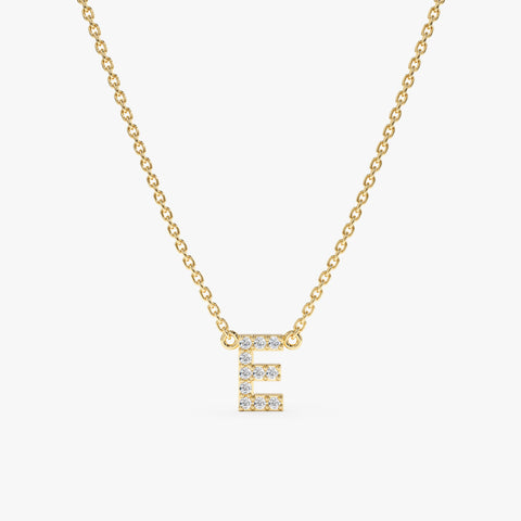 Solid Gold Dainty Diamond Initial Necklace (D309A4)
