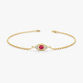 Solid Gold Ruby Eye Diamond Bracelet
