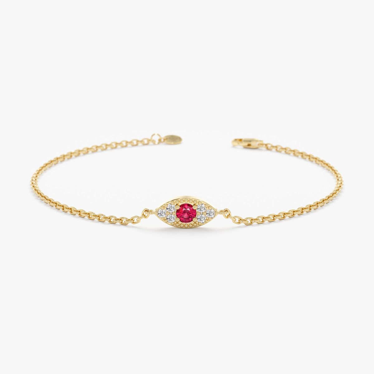 Solid Gold Ruby Eye Diamond Bracelet