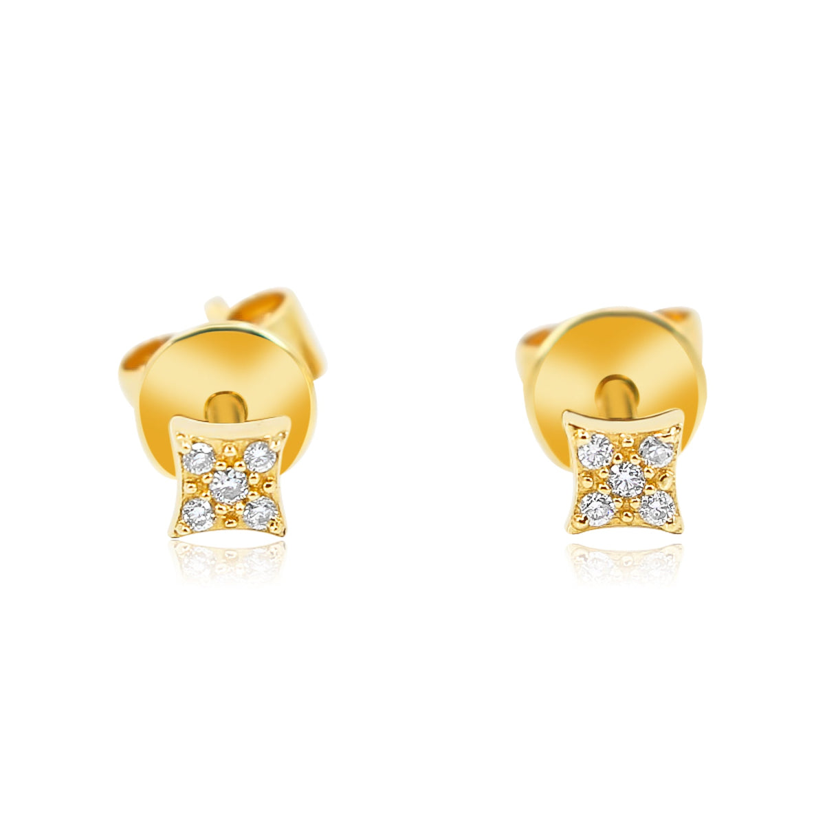 Solid Gold Diamond Square Stud Earring