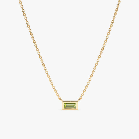 Solid Gold Dainty Peridot Necklace