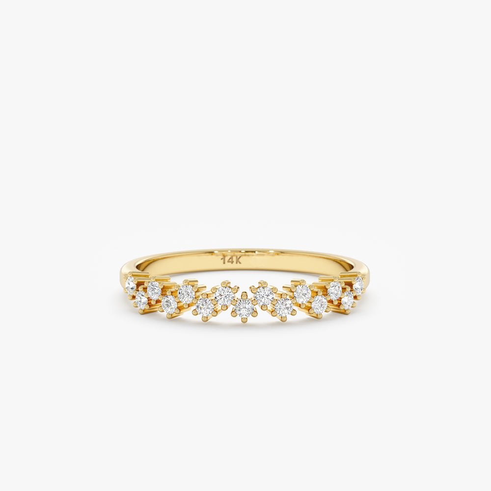 Solid Gold Diamond Zigzag Ring (D9C15A)