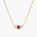 Solid Gold Ruby & Diamonds Eye Necklace (D2DA19)
