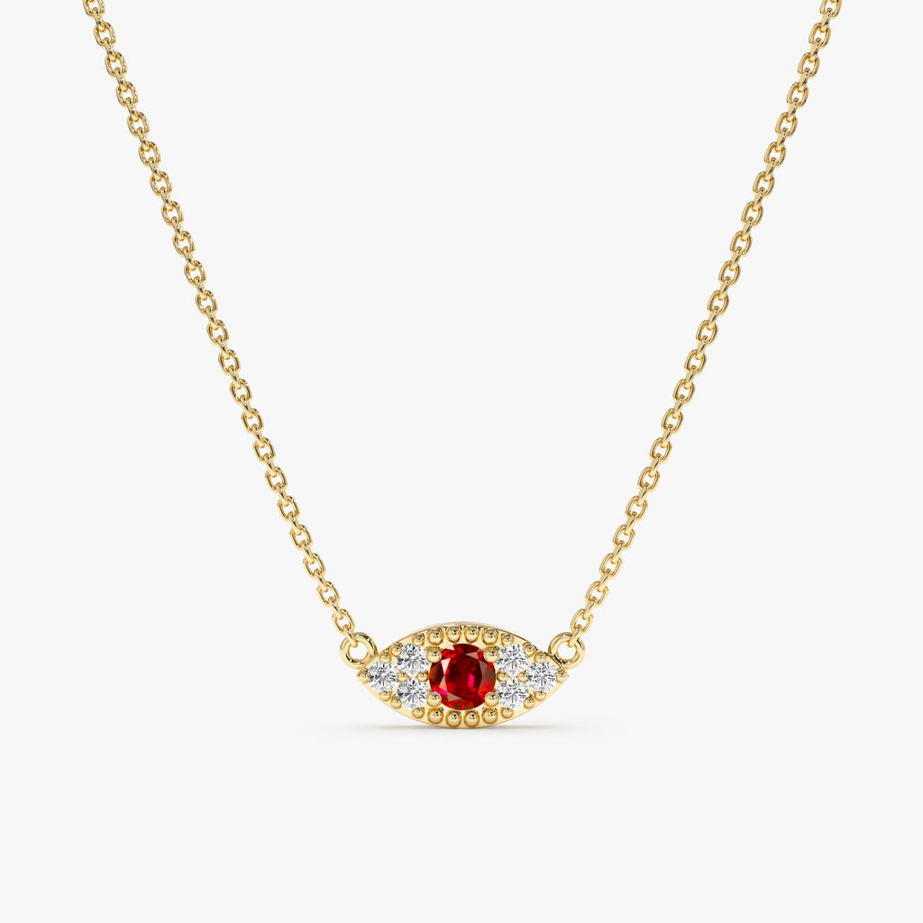Solid Gold Ruby & Diamonds Eye Necklace (979719)