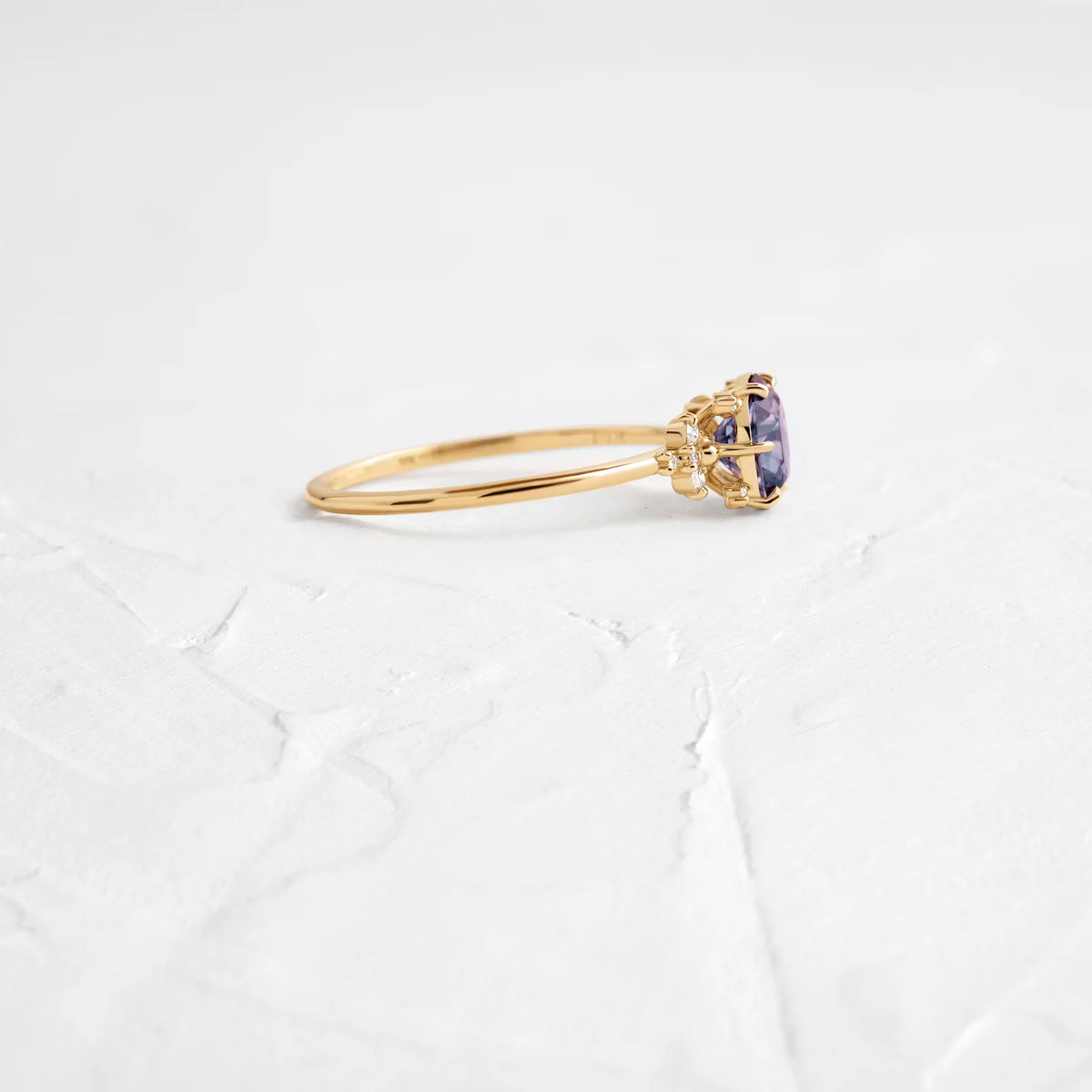Solid Gold 1ct Oval Violet Montana Sapphire Halo Ring