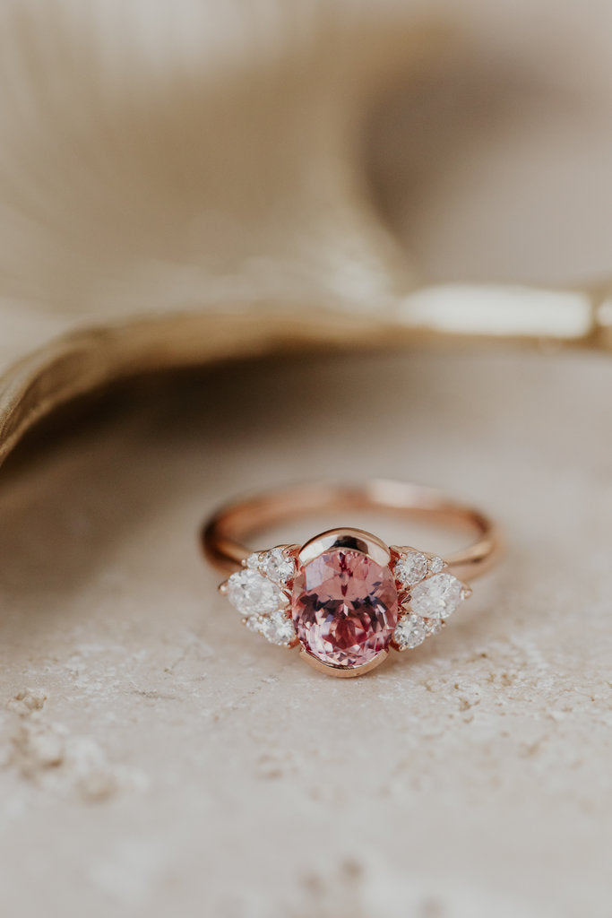Solid Gold 1.98 ct Oval Deep Pink Garnet Ring