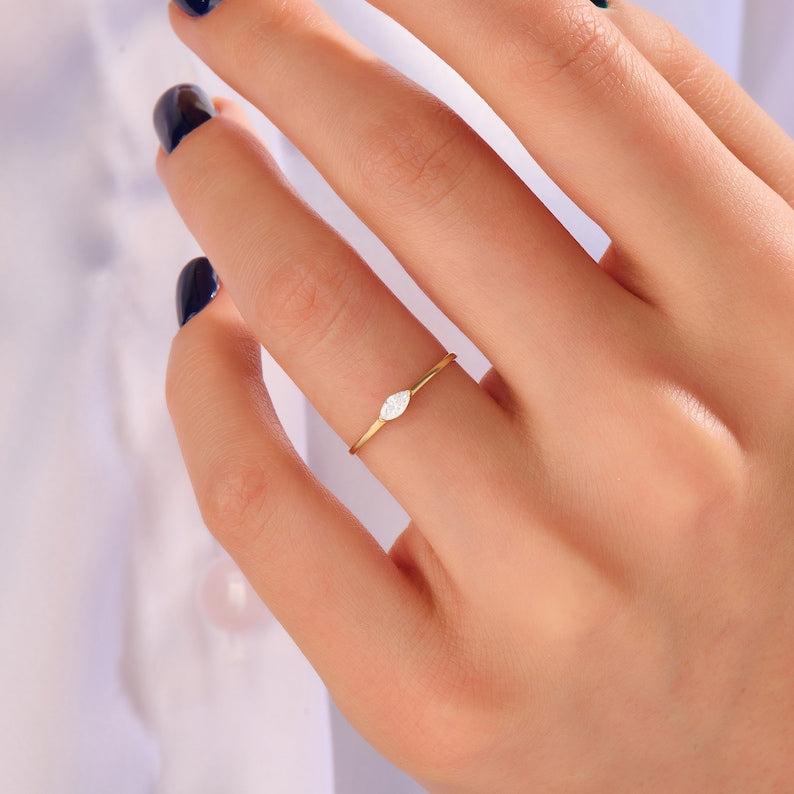 Solid Gold Diamond Basic Marquise Ring