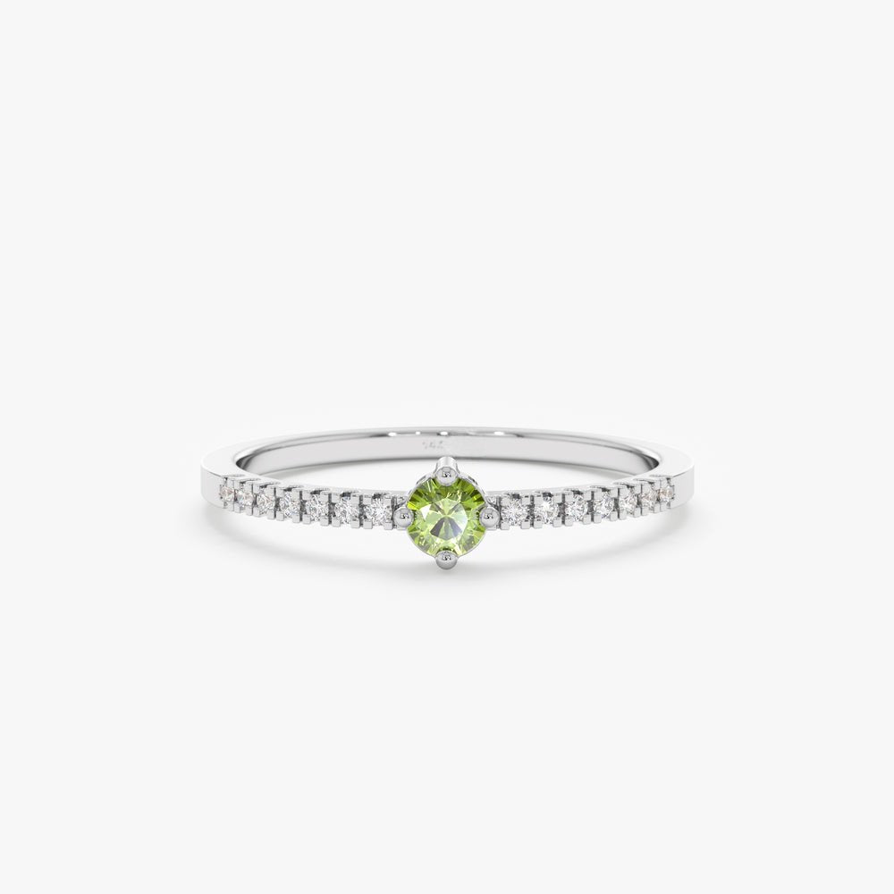 Solid Gold Peridot and Diamond Engagement Ring (2B3E87)
