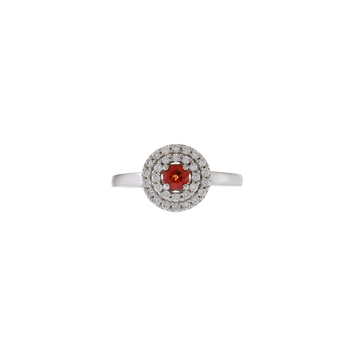 Solid Gold Orange Sapphire and Diamond Ring
