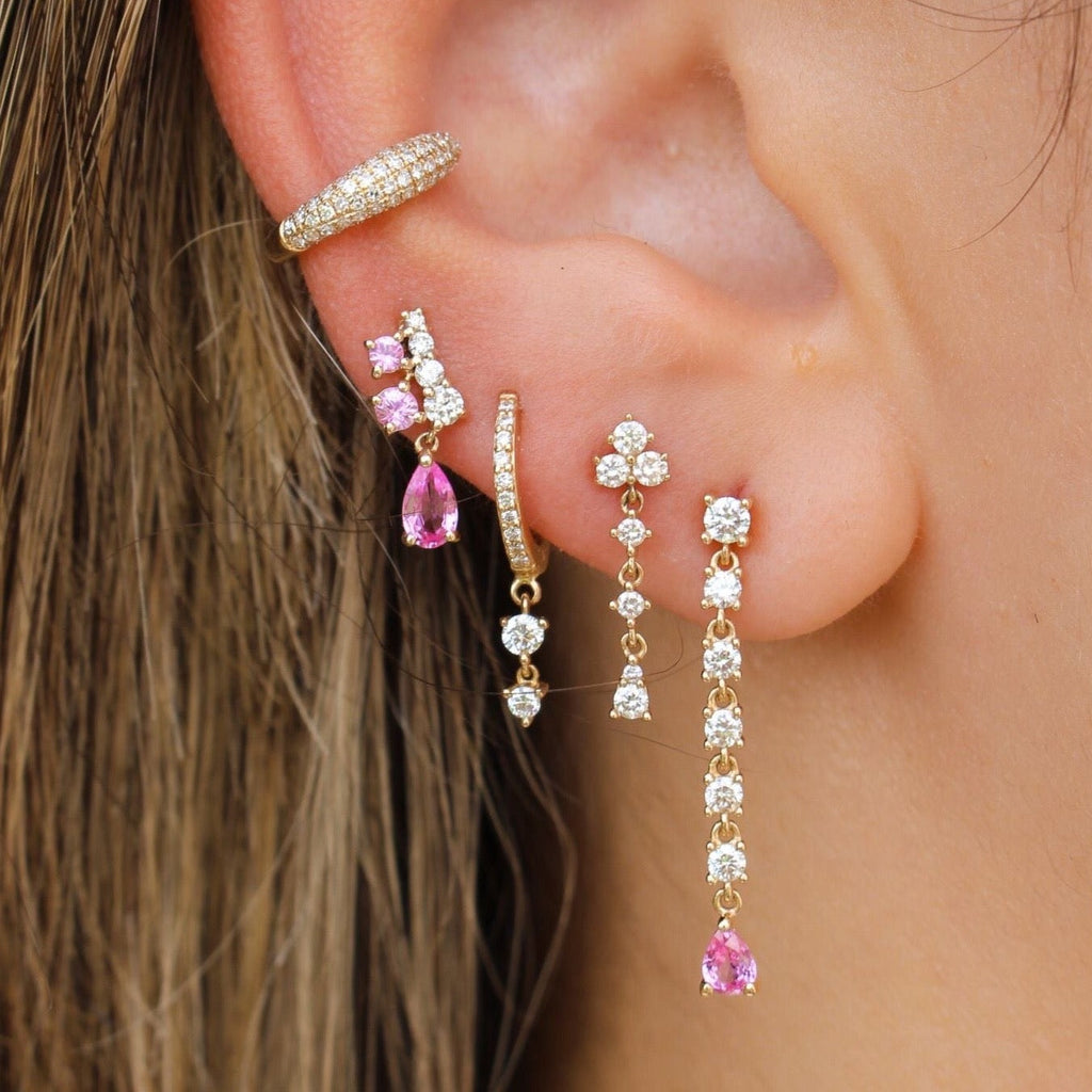 Solid Gold Multi Diamond Ear Cuff