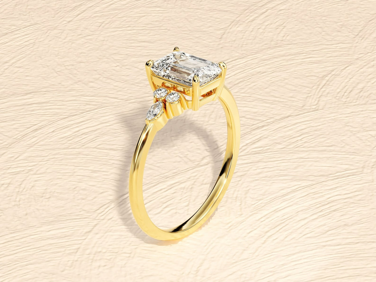 14K Solid Gold 2.5 CT Emerald Lab Grown Diamond Ring