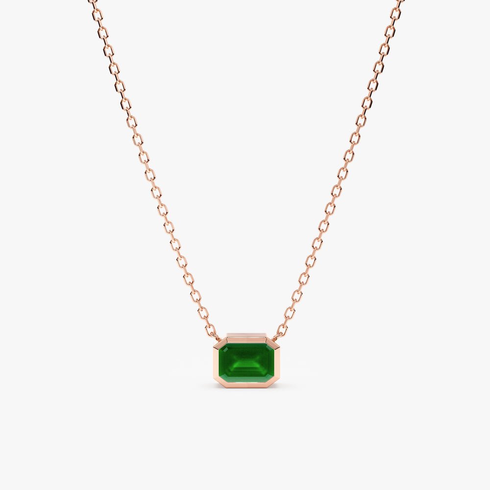 Solid Gold Emerald Necklace (2495EC)