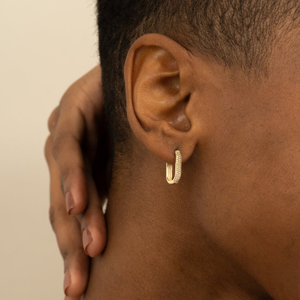Solid Gold Thick U Shape Diamond Hoops