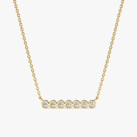 Solid Gold Bubble Bar Diamond Necklace (7E3895)