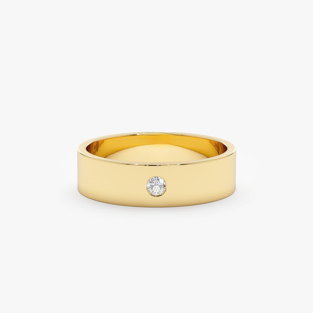 Solid Gold Solitaire Diamond Wedding Band