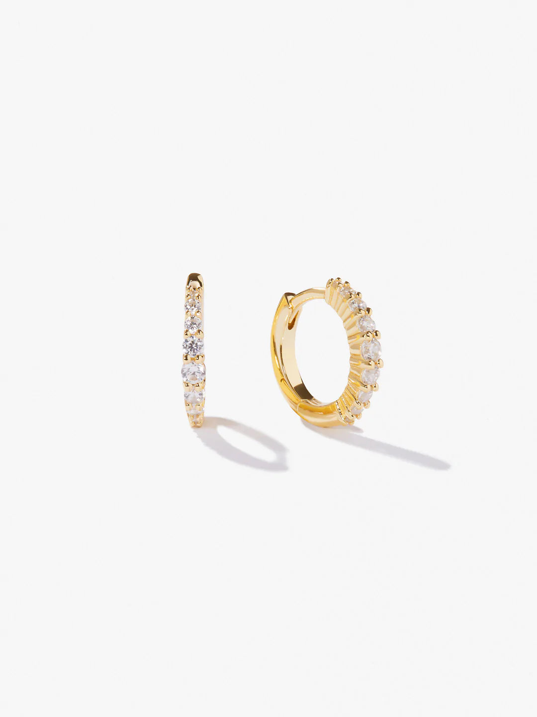 Solid Gold Shared Prong Diamond Hoop Earrings