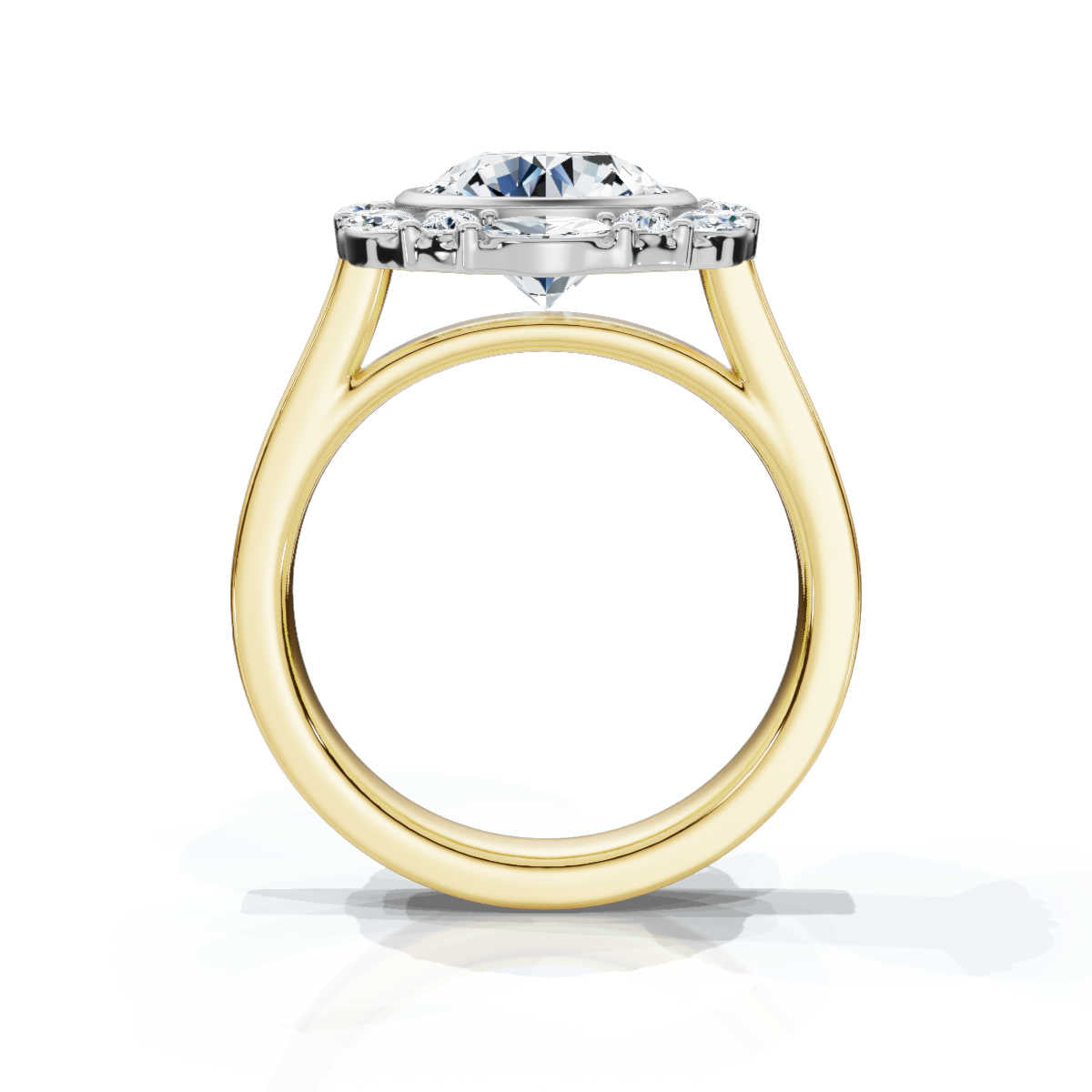 Solid Gold 3 CT Halo Lab Grown Diamond Engagement Ring (49F510)