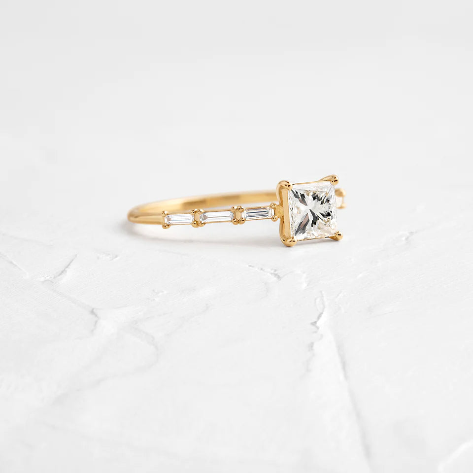 Solid Gold Princess Cut Diamond Fluency Ring