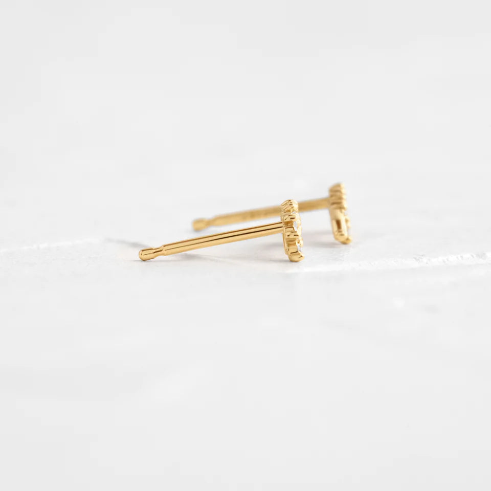 Solid Gold Overlap Curve Diamond Studs