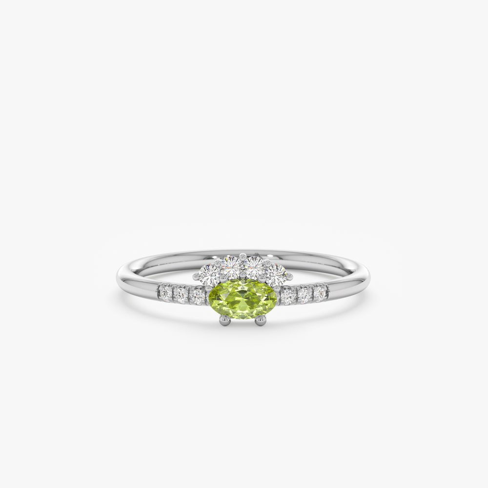 Solid Gold Peridot Diamond Crown Ring (60CEF2)