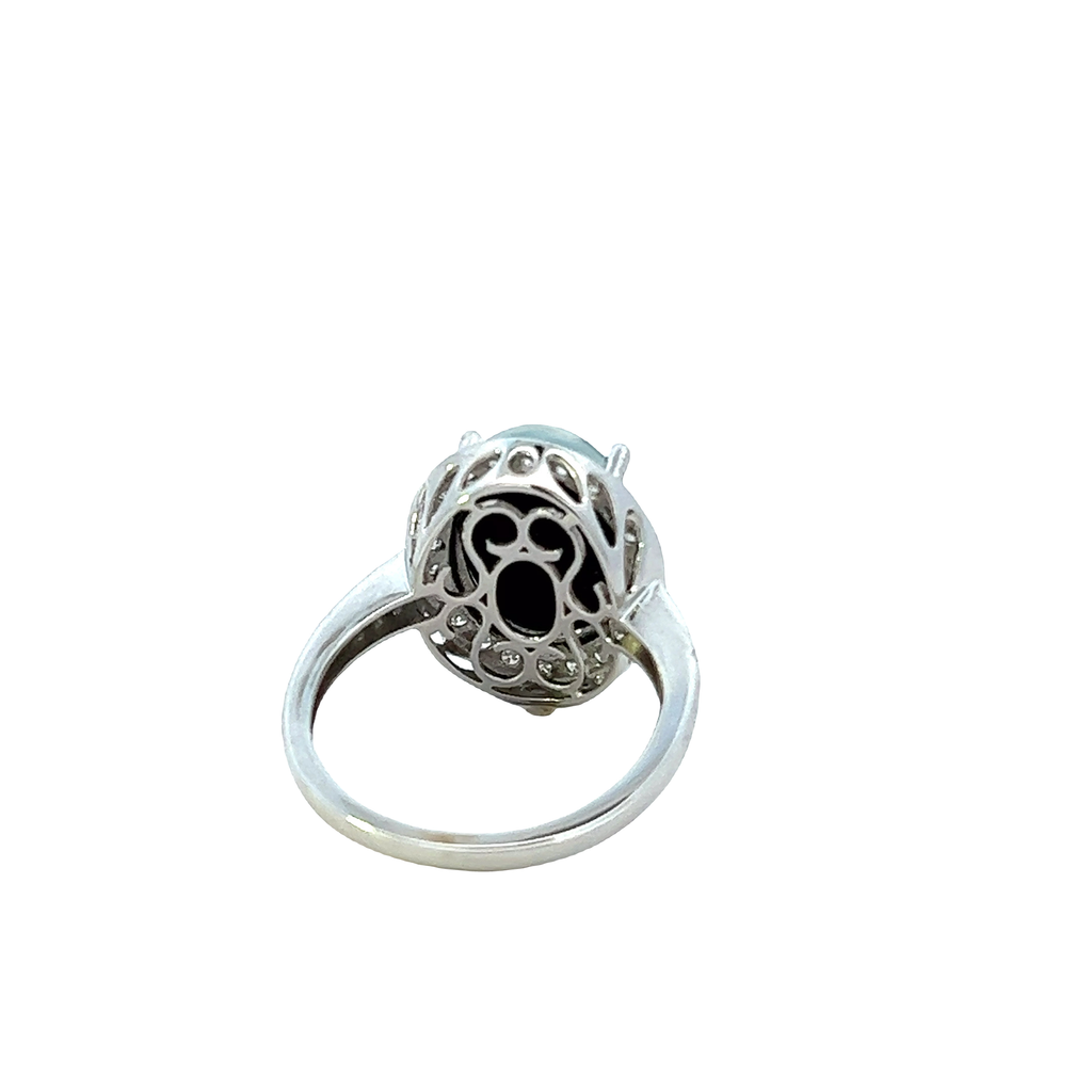 Solid Gold Opal And Diamond Ring (6B1BC0)