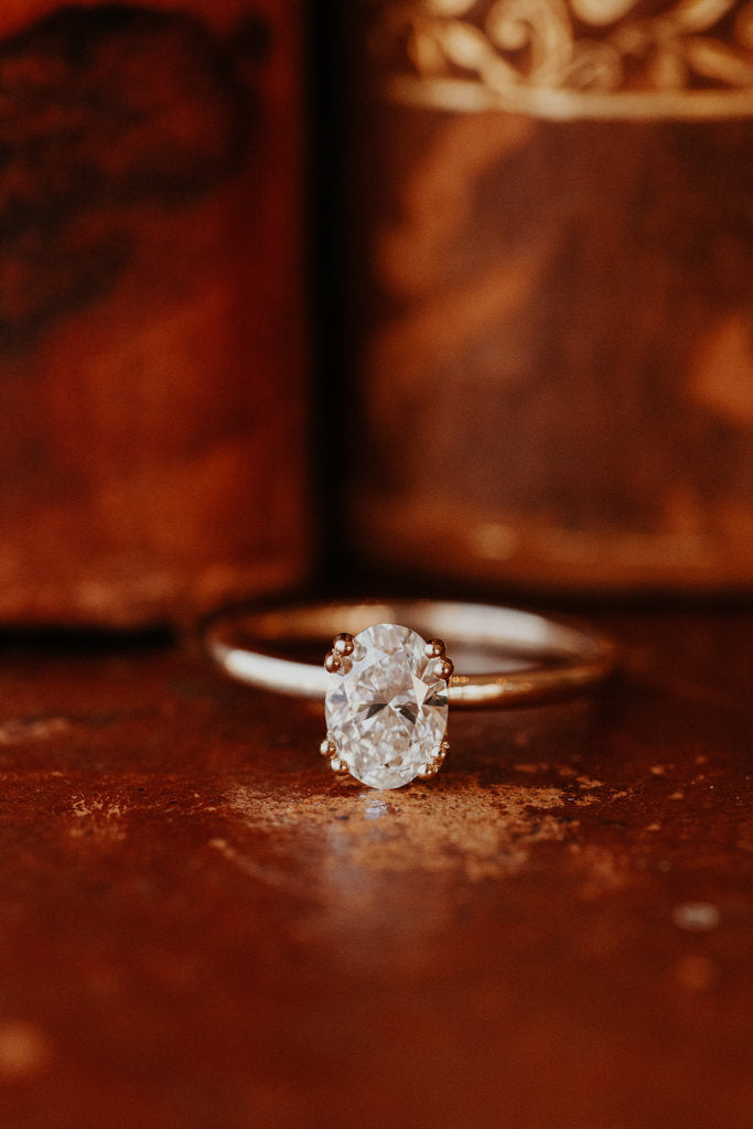 Solid Gold Lab-Grown Diamond Oval Double Prong Solitaire Ring