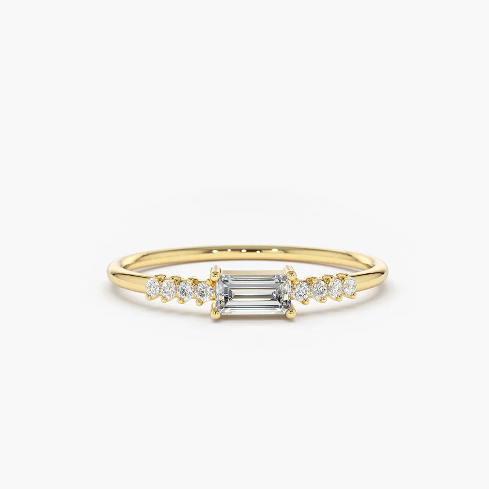Baguette & Round Moissanite Engagement Ring, photo 1