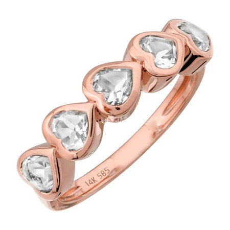 Solid Gold Bezel Set Topaz Heart Ring