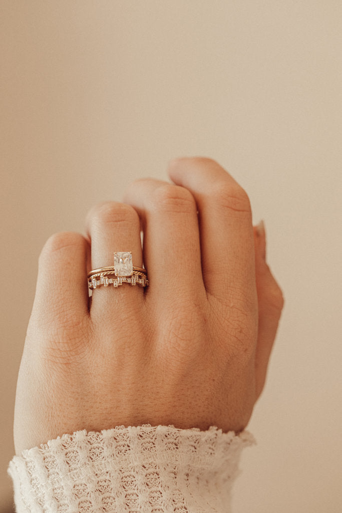 Solid Gold Lab-Grown Diamond Emerald Cut 4-Prong Solitaire Ring