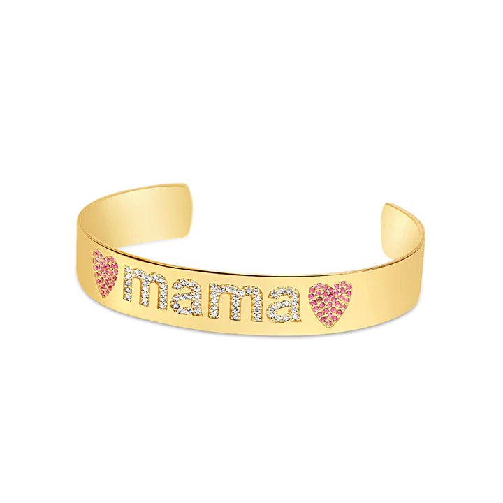 Solid Gold Personalized Diamond Letter Cuff Bracelet