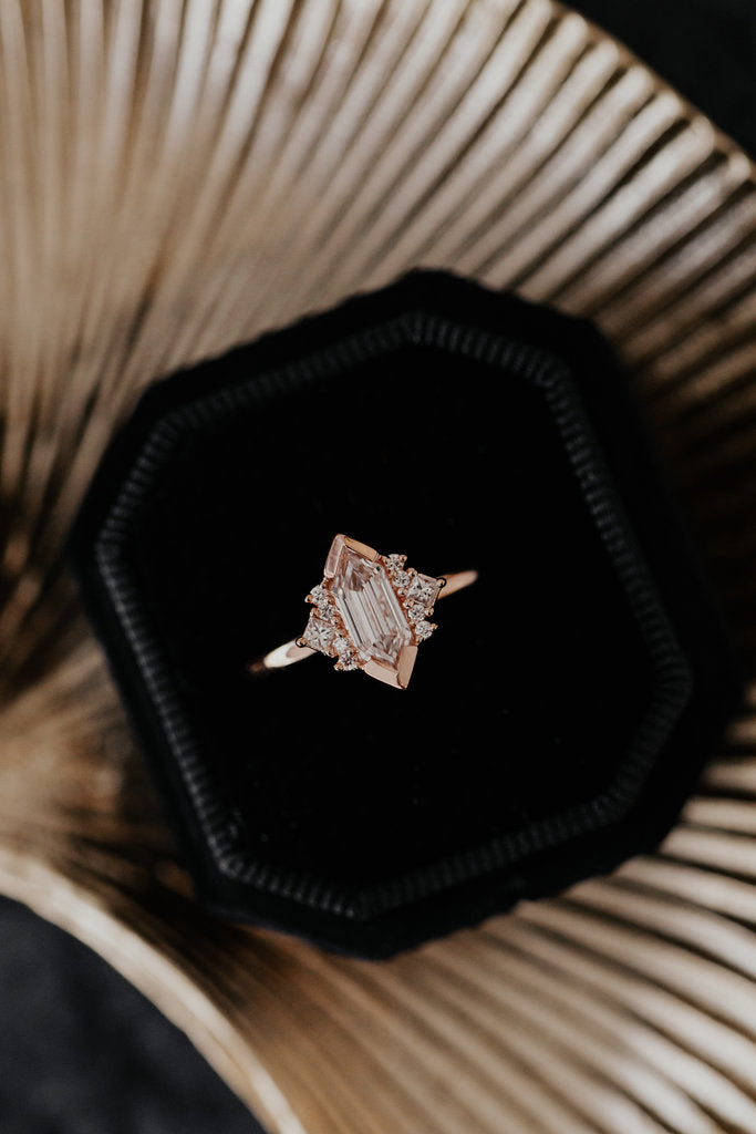 Solid Gold 0.76 ct Hexagon Step Cut Lab-Grown Diamond Ring