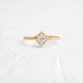 Solid Gold Threaded Ring with Halo, 0.32ct. Oval Cut Diamond
