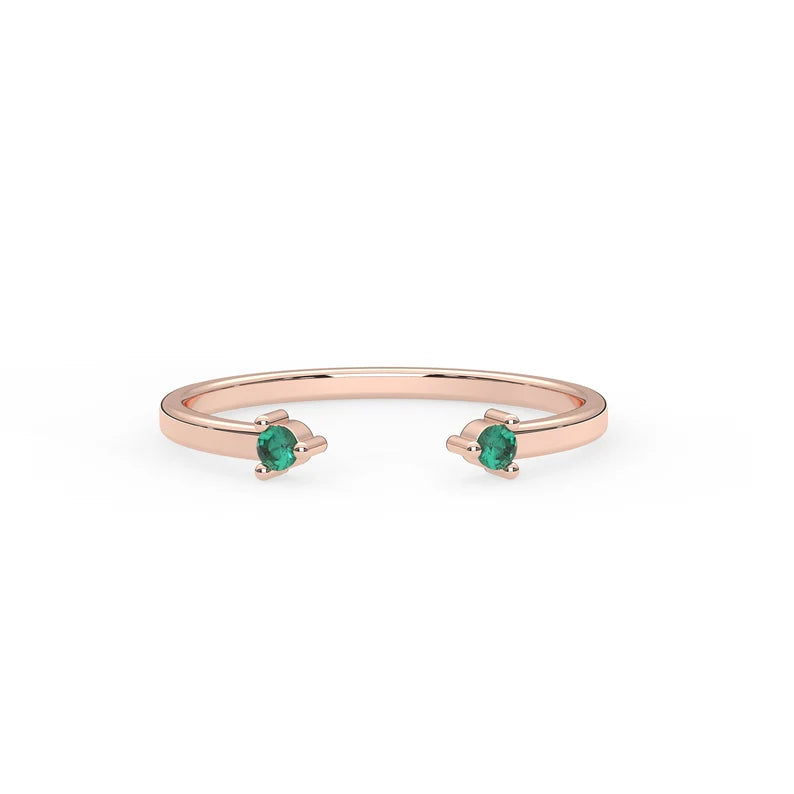 Solid Gold Natural Emerald Cuff Ring