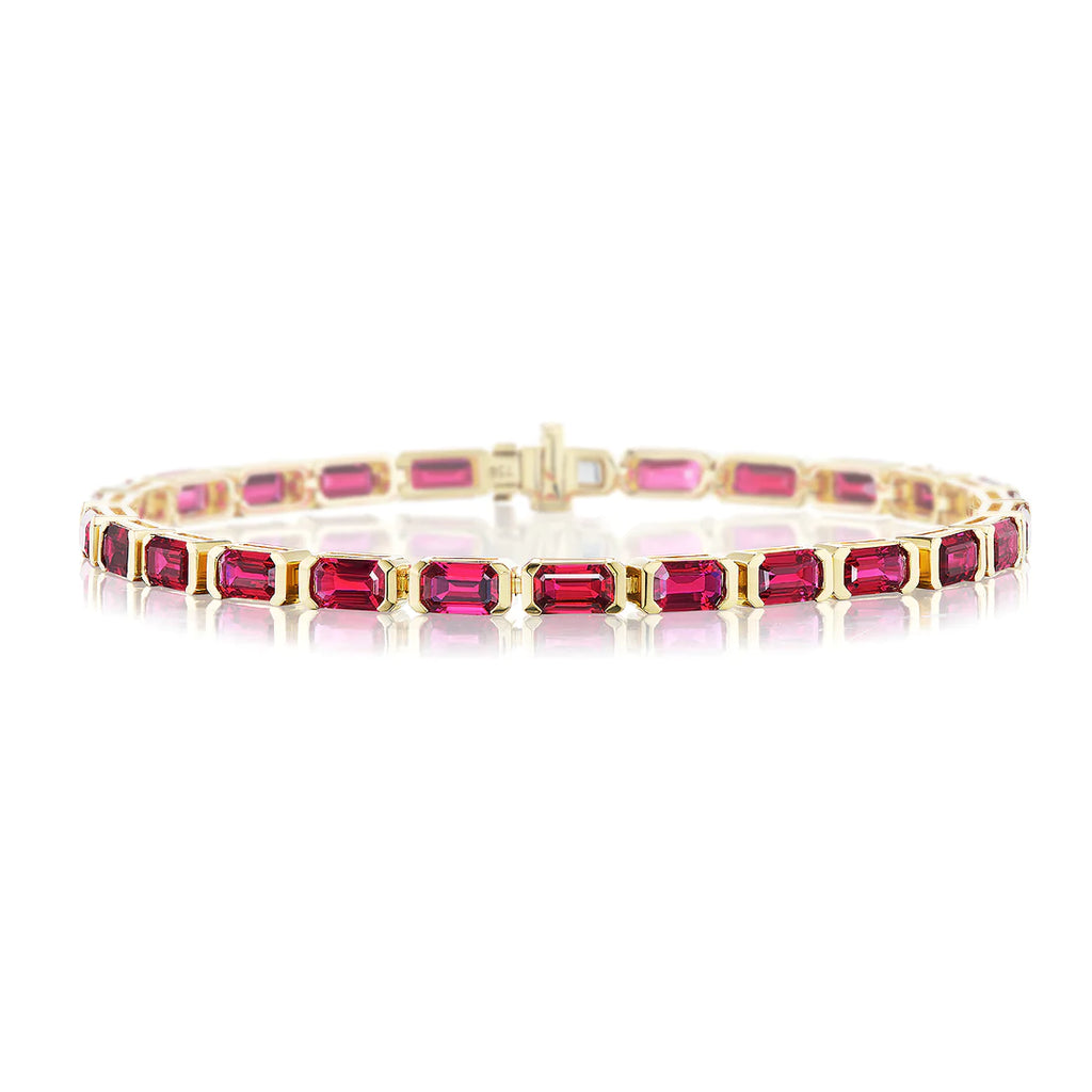 Solid Gold East West Ruby Tennis Bracelet