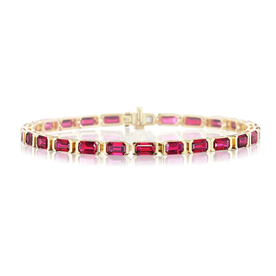 Solid Gold East West Ruby Tennis Bracelet