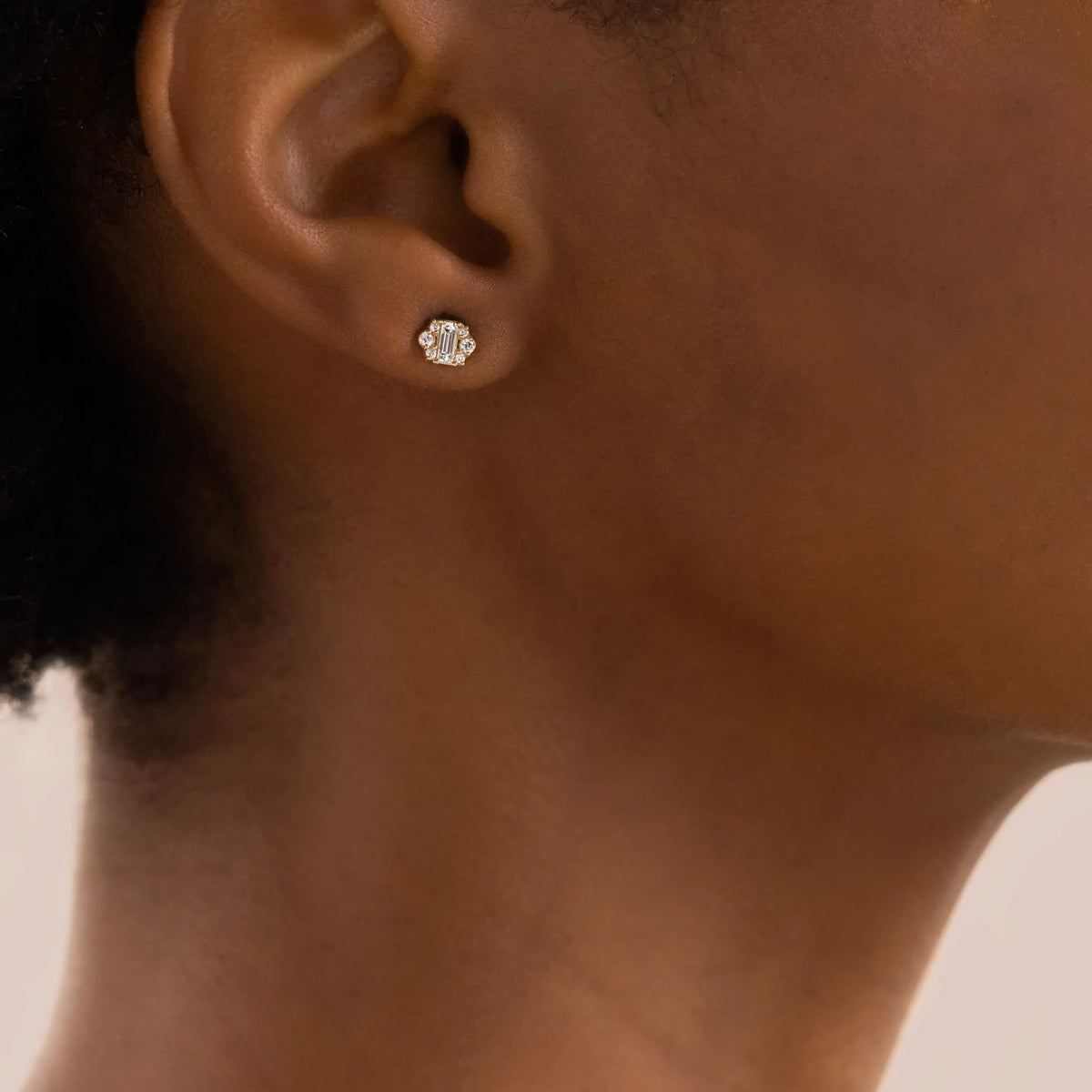 Solid Gold Spun Silk Gold Diamond Studs