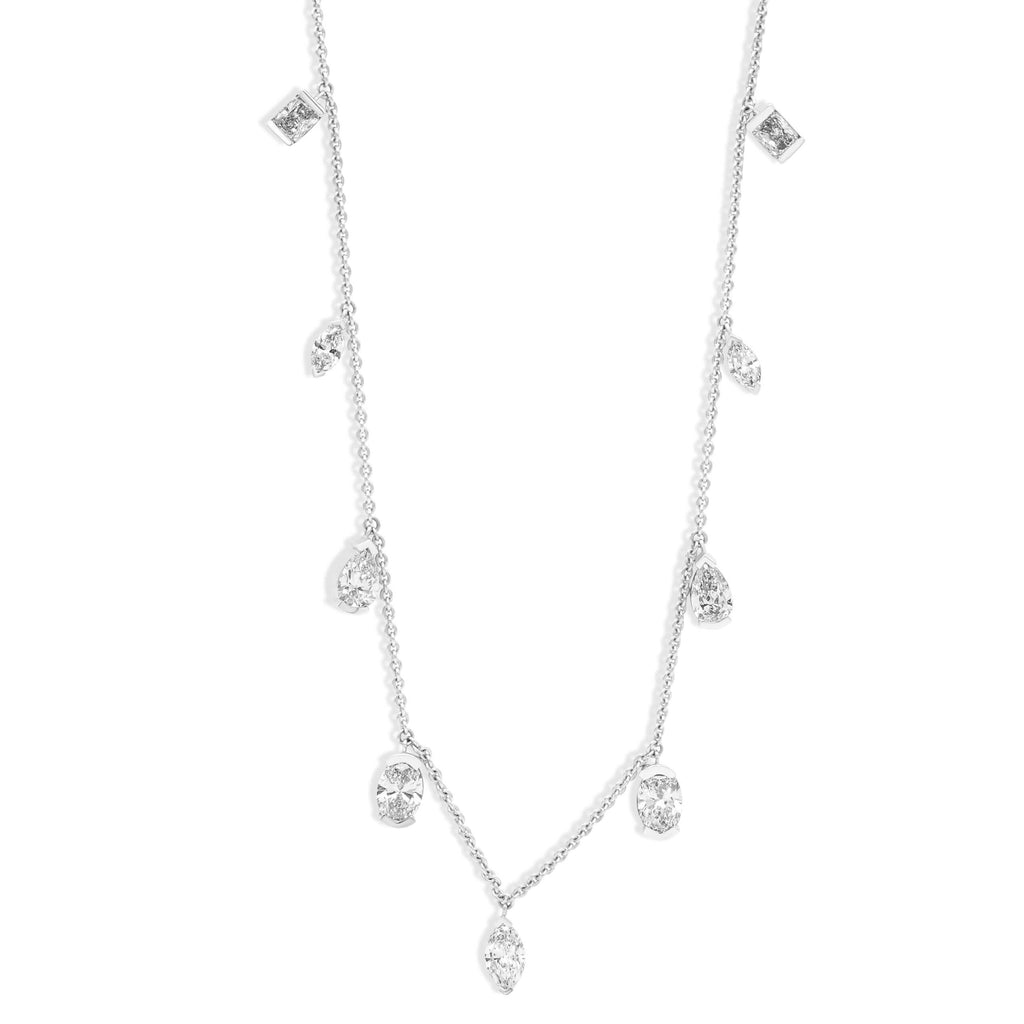 Solid Gold Multi Shape Drops Necklace