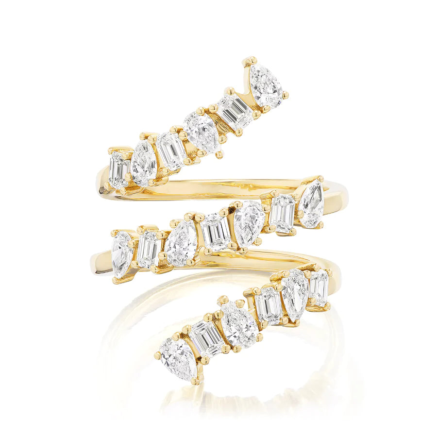 Solid Gold Mixed Shape Triple bypass Ring