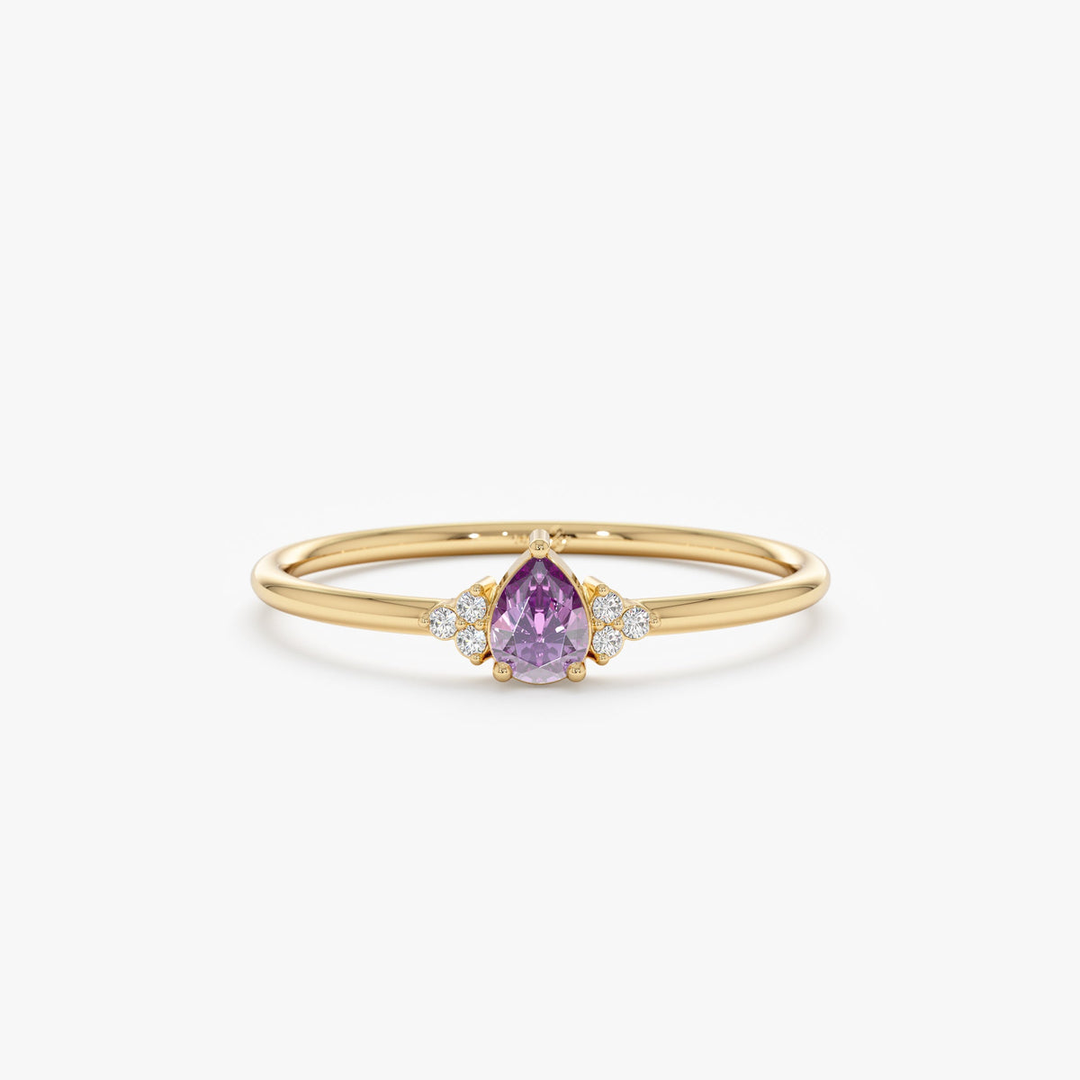 Solid Gold Amethyst Diamond Engagement Ring