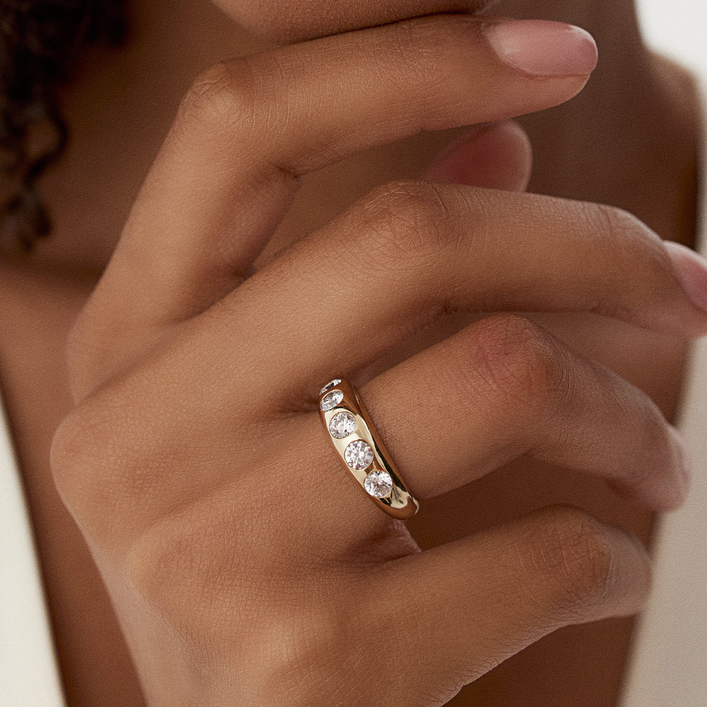 Solid Gold Dome Chunky Statement Diamond Ring