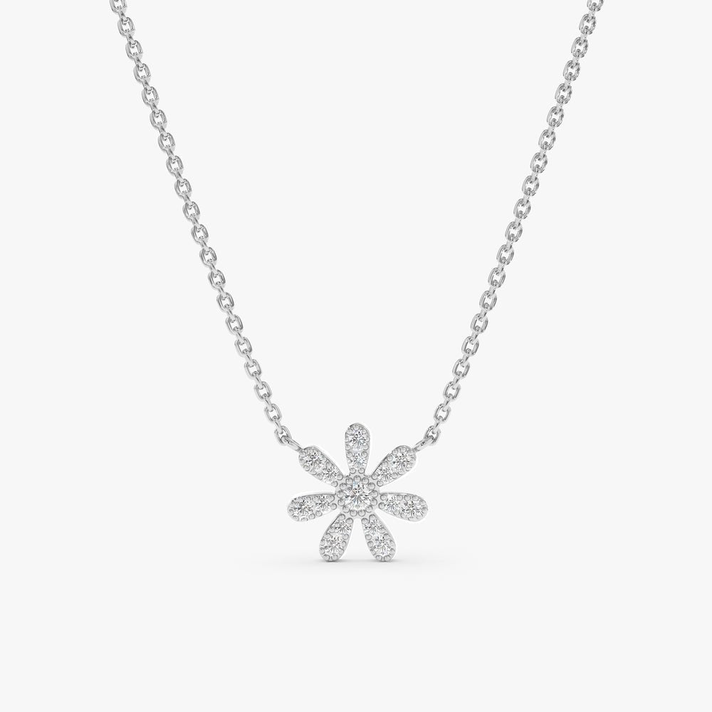 Solid Gold Diamond Daisy Necklace (ECBF15)