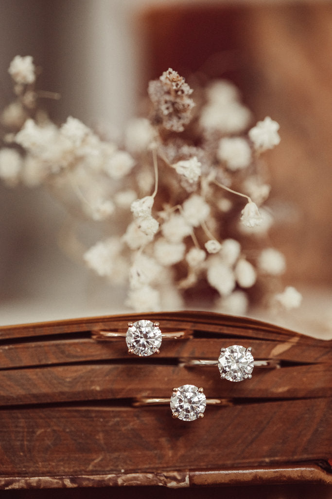 Solid Gold Round 4-Prong Tapered Solitaire Lab-Grown Diamond Ring