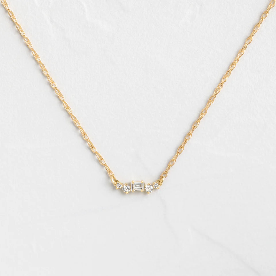 Solid Gold Diamond Trivet Necklace