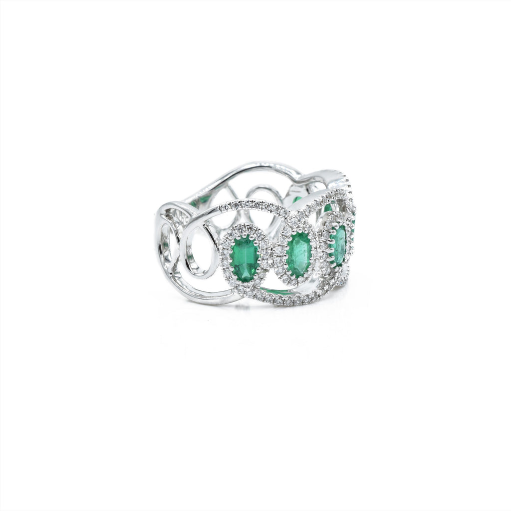 18K Solid Gold Colombian Emerald & Diamond Ring